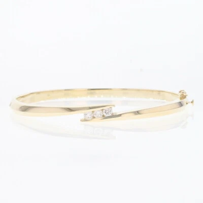 Brazalete Brazalete Oro Amarillo 14k 16,79 Gramos 6,41ctw Corte Redondo Diamante Bypass 6,5" Foto 1 de 4