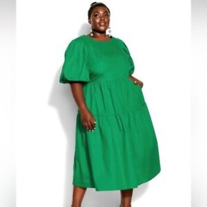 NWT City Chic Vienna Maxi Dress in Vivid Green Size 18