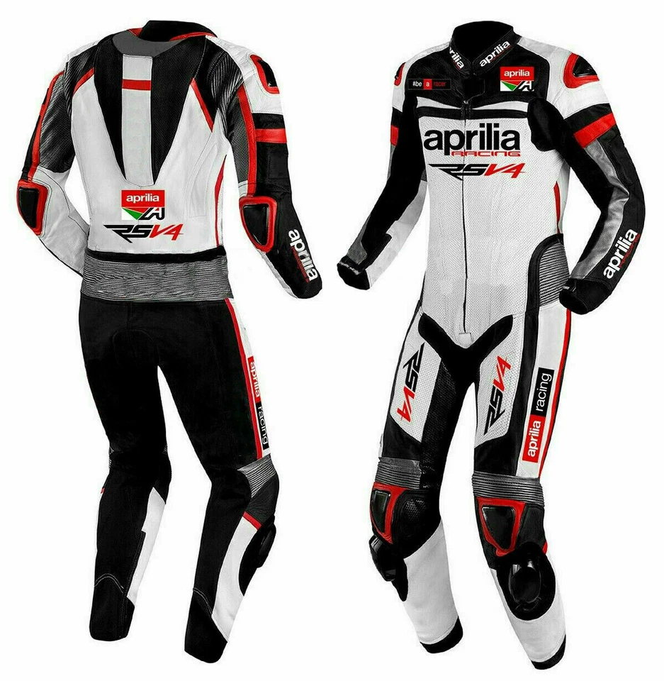 Aprilia Suit White Motorbike Motorcycle Suit Bike Leather Leder Riding Suit Foto 1 de 4