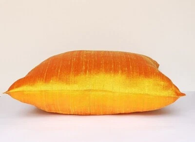 Sunset Yellow Colour Dupioni pure silk cushion cover / sham Pillow Cover  - Image 1 of 4