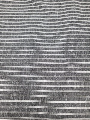 Gray & White Stripes Striped Heavy One Sided 64"x70" Yards Pre Washed Textured - Image 1 of 4