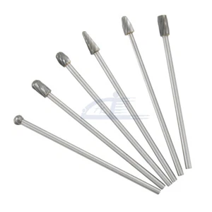 6pc 1/4" Tungsten Rotary Carbide Burr Bits Aluminum Bur 6" Long Shank Single Cut - Picture 1 of 12