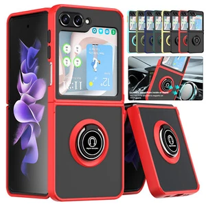 For Samsung Galaxy Z Flip 6 5 4 3 5G Shockproof Case Ring Hard Glossy Stand Case - Picture 1 of 17