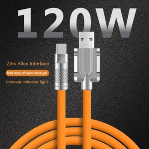 120W 6mm Bold Cord Wire Fast Charging Cable Micro USB C iPhone Metal Charge - Picture 1 of 16