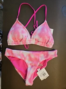 XL Woman’s Cyn & Luca Two Piece Bikini Set NWT Hot Pink White Tie Died NWT 75.00 - Picture 1 of 15