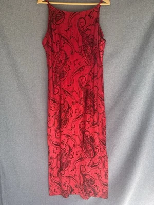 Maxi Vestido De Colección Todo Jazz Talla 13/14 Lg Rojo Cachemira Hada Grunge Años 90 Y2K Romántico Foto 1 de 4