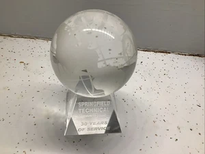 Crystal Glass Globe Paperweight Etched World Map Desk Ornament Decoration - Picture 1 of 7