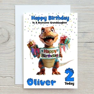Personalised Birthday Card Dinosaur Boys Son Grandson Nephew Childrens - Picture 1 of 4