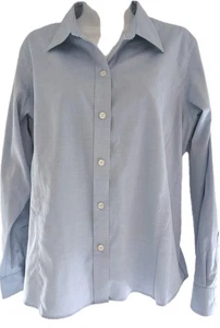 LIZ CLAIBORNE Petite Woman's Blue Long Sleeve Button-up Blouse - Size 12P - Picture 1 of 3