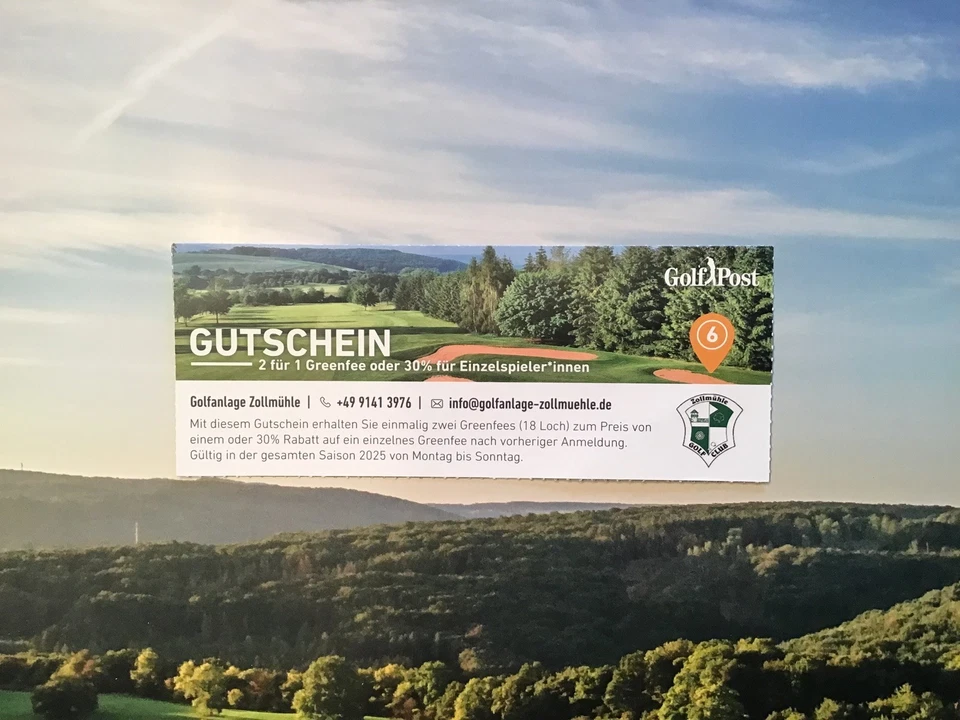 Golf-Greenfee-Gutschein “2  für 1”,  = Golfanlage Zollmühle - Bild 1 von 1