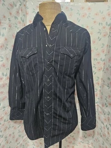 WRANGLER, CAMISA HOMBRE NEGRA/PLATEADA ALGODÓN BL WESTERN MANGA LARGA CON PKTS, TALLA M - Imagen 1 de 7