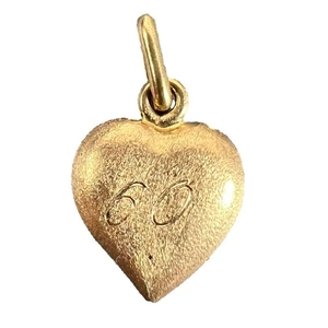 Vintage italienischer 18K Gelbgold aufgeblähtes Herz 60 Charm Anhänger - Bild 1 von 14