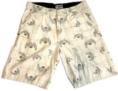 Pantalones Cortos De Colección Route 66 Sueltos Estampado Gráfico Calavera y Alas Para Hombre Talla 36 Y2K Años 90 Foto 1 de 4