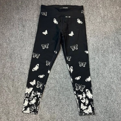 DKNY Sport Black Butterfly Print Leggings Size S Stretch Activewear Yoga Pants - Image 1 of 4