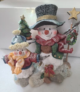Vintage Eluceo Snowman Statue, cute Glittery woodsey - Picture 1 of 6