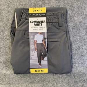 Marc New York Andrew Marc Commuter Pants 32x32 Gray Slim Stretch NWT - Picture 1 of 7