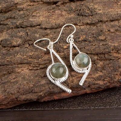 Labradorite Gemstone 925 Sterling Silver Earrings Handmade Jewelry Gift For - Image 1 of 3