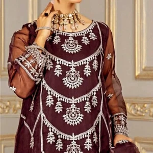 Pakistanische Mädchen Maxi Kameez Partykleidung der Marke Mohagni, 2-teiliges Shirt Duppata - Bild 1 von 4