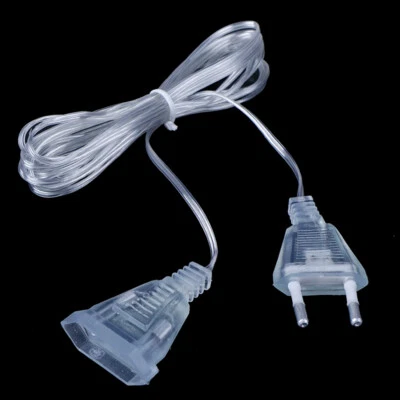 9.84ft EU Plug Power Extension Cable Transparent Led Light String Extension - Image 1 of 4