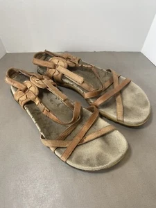 Merrell Women's Sandals Size 9 Strappy Comfort Footbed Brown Leather - Picture 1 of 4
