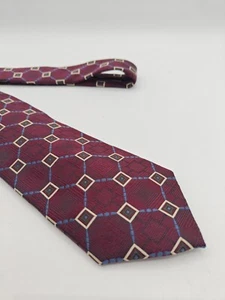 🇺🇲 Paul Frederick Silk Tie 62x3 3/8 Burgundy Geometric - Picture 1 of 4