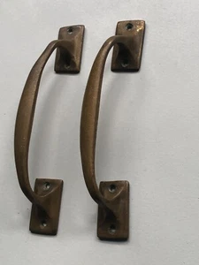 Super Old Tactile Pair Antique Vintage Bronze Door Handles Pulls 8” Ship To USA - Picture 1 of 15