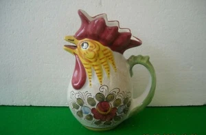 BOCCALE GALLO DIPINTO A MANO CERAMICA 1/2 LT DERUTA ANNI '80 - Picture 1 of 1