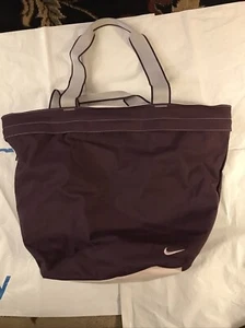 Nike Nylon Tote Bag Double Handles Top Zip Purple w/White Logo Large -Gym - Picture 1 of 2