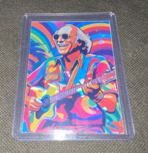 Jimmy Buffett Psychedelic Holo Foil Refractor Custom Trading Card Looks Awesome