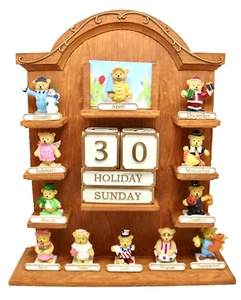VTG AVON Perpetual Teddy Bear Figurine Calendar Holiday Gift Collection Resin - Picture 1 of 9