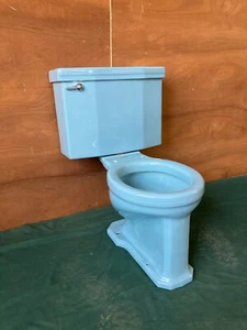 Vtg Mid Century Regency Blue Porcelain Toilet Standard Round Bowl 134-25E - Picture 1 of 22