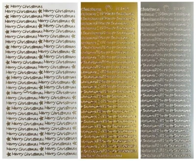 SMALL MERRY CHRISTMAS Peel Off Stickers Card Making Gold or Silver  - image 1 of 2
