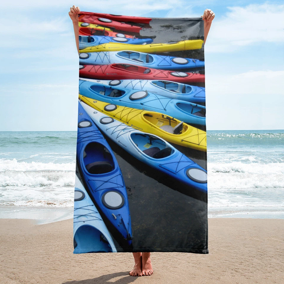 Colorful Kayaks Themed Bath or Beach Towel - Image 1 of 1
