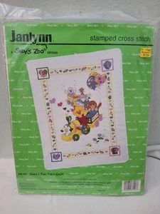 Vintage Janlynn Suzy’s Zoo Train Quilt Stamped Cross Stitch Quilt Kit New 34x43 - Picture 1 of 4