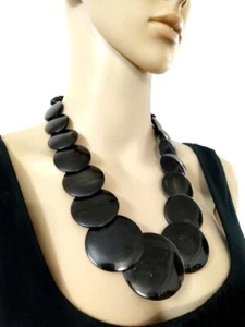 N7847 Ethnic TIBET Women Gypsy Black Resin Round BOLD Necklace India New Jewelry - Picture 1 of 11