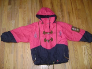 OBERMEYER GIRLS BOYS WINTER HOODED SKI JACKET COAT size JUNIORS 10 RED BLACK - Picture 1 of 7
