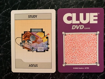 Clue DVD   STUDY   Location Card  Game Replacement Piece   2006   Hasbro - Image 1 of 3