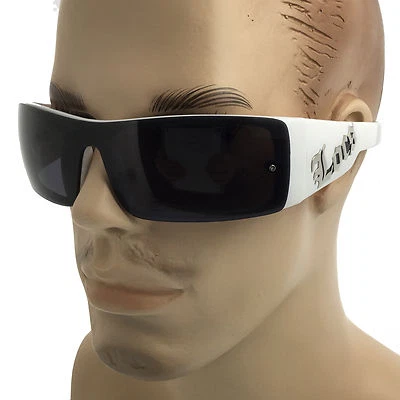 White LOCS Cholo Gangster Sunglasses Shades Dark Lenses OG Lowrider Large Biker - Image 1 of 2
