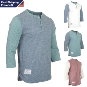 ZIMEGO Mens 3/4 Long Sleeve Shirts – Casual Color Block Baseball Henley for Men - Picture 1 of 18