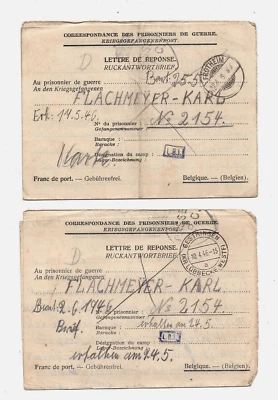 2 X KGF POW KRIEGSGEFANGENENPOST 1946 , 2. WK NACH BELGIEN, LÜBBECKE GESTRINGEN - Bild 1 von 2