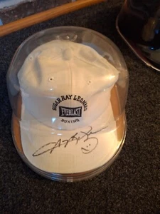 SUGAR RAY LEONARD SIGNED HAT BOXING AUTOGRAPHED INCLUDES ACRYLIC CASE IN PERSON - Picture 1 of 1
