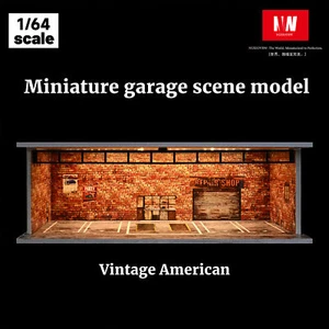 Diorama 1/64 modellino auto garage illuminazione led garage riparazione negozio scena modello regalo - Foto 1 di 59