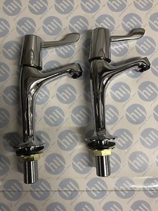 Lever High Neck Pillar Taps Chrome Plated With Ceramic Disc Valves (6115) - Picture 1 of 8
