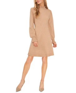 CeCe Women's Long Sleeve Smock Cuff Mock Neck Sweater Dress - Picture 1 of 12