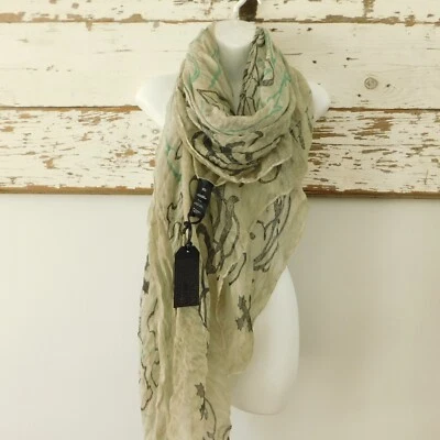 Affliction Live Fast Unisex GIANT Gauze Wrap Scarf 72x60 Beige Multicolor NWT - Image 1 of 4
