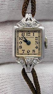 Vintage Hamilton 911 Damenuhr 17 Jewels 14k Weißgold & Diamant ~ funktioniert - Bild 1 von 24