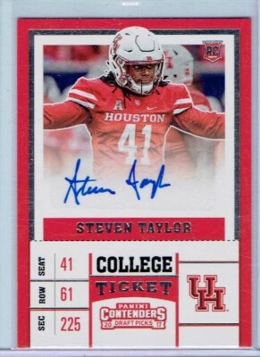 STEVEN TAYLOR 2017 Contenders Draft ROOKIE AUTO RC #249 Houston Cougars - Image 1 of 2