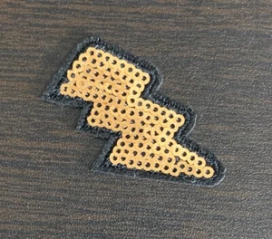 Sequin Lightning Bolt Embroidered Iron On Patch - Picture 1 of 4