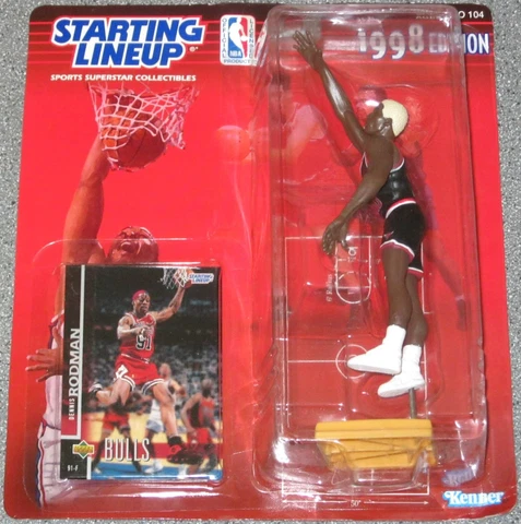 DENNIS RODMAN BLONDE HAIR~1998 SLU STARTING LINEUP NBA ACTION FIGURE&CARD (NIP) Cover