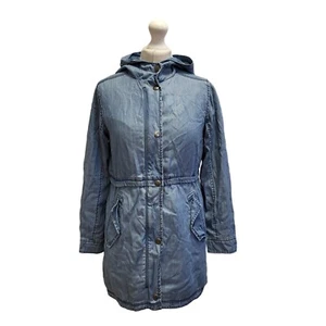 Gap Blue Zip & Snap Hooded Denim Jacket Uk Girl's Size XL BB534 - Picture 1 of 4